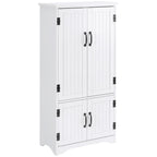 Accent Floor Storage Cabinet Kitchen Pantry with Adjustable Shelves and 2 Lower Doors, White