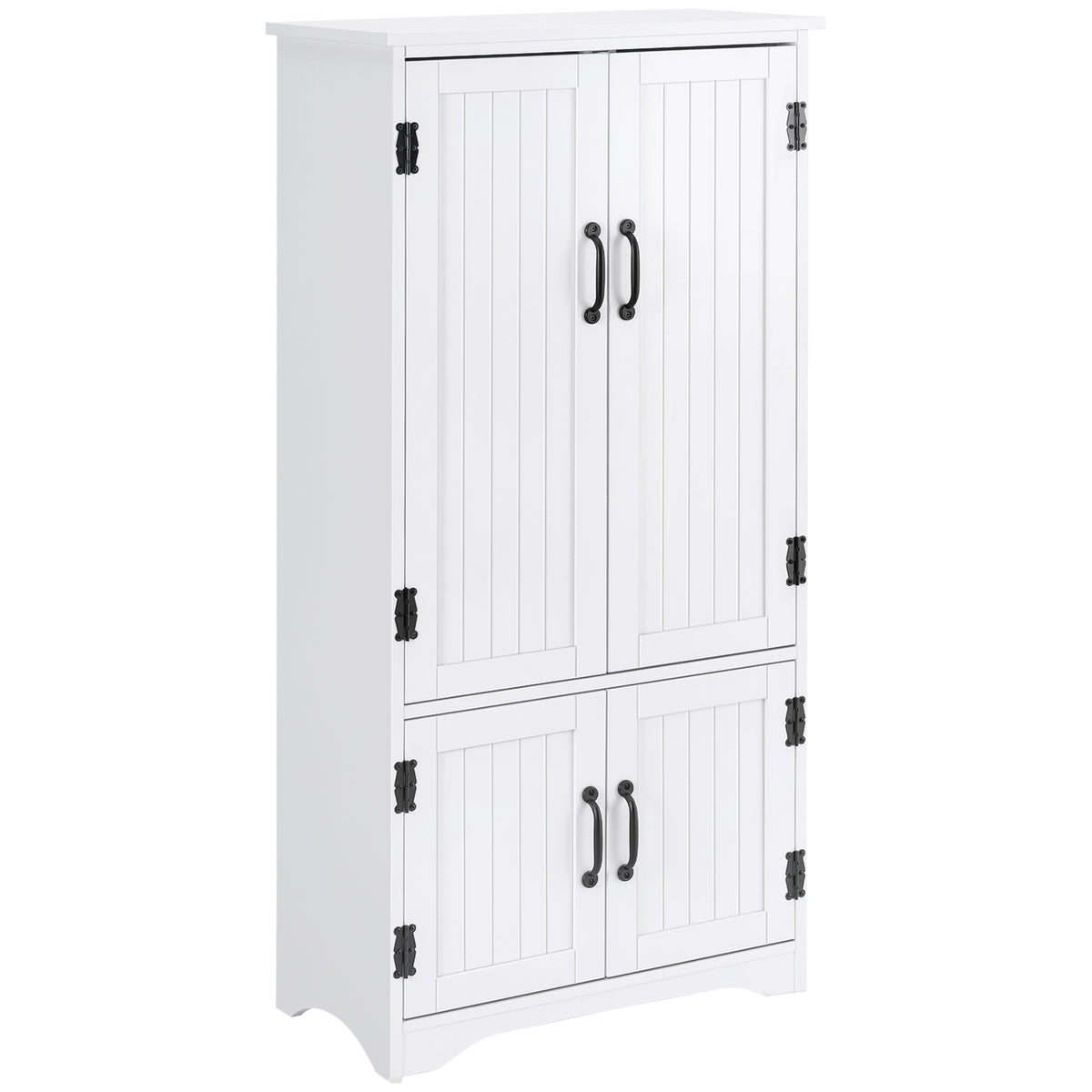 Accent Floor Storage Cabinet Kitchen Pantry with Adjustable Shelves and 2 Lower Doors, White