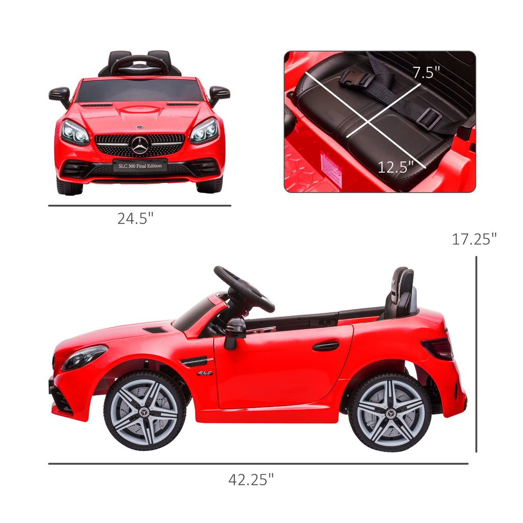 SLC 300 Licensed Kids Electric Car with Remote Control, 12V Battery Powered Kids Ride on Car with Music, Lights, Suspension for 3-6 Years Old, Red