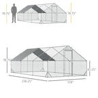 10' x 20' x 6.5' Chicken Coop Cage, Outdoor Hen House w/Cover & Lockable Door