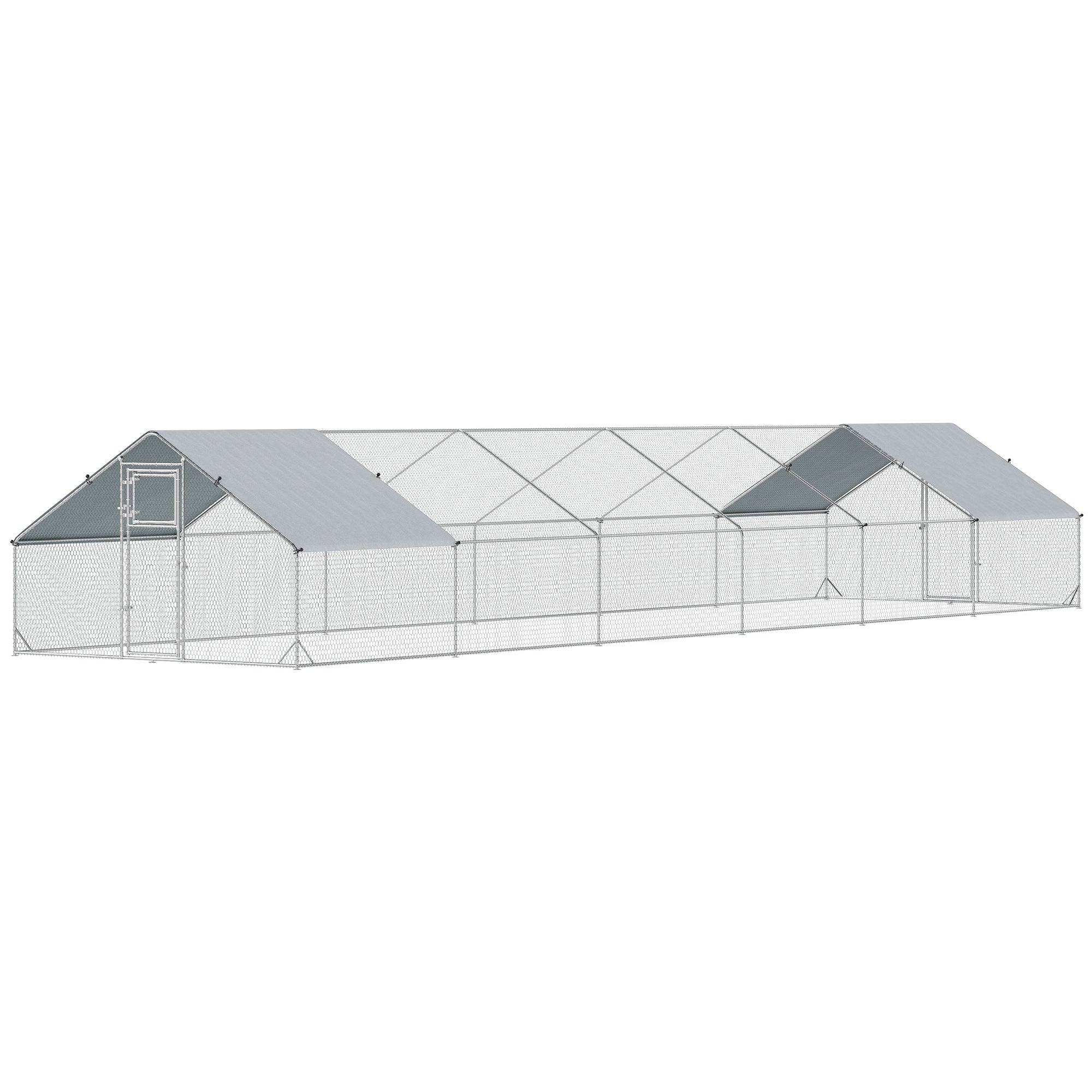 Large Chicken Coop with Waterproof and Anti-UV Cover, Spire Shaped for Outdoor and Yard Farm Use, 39' x 10' x 6.4'