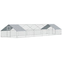 Large Chicken Coop with Waterproof and Anti-UV Cover, Spire Shaped for Outdoor and Yard Farm Use, 39' x 10' x 6.4'