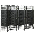 8 Panel Folding Room Divider Portable Privacy Screen Wave Fiber Room Partition for Home Office Black