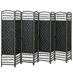 8 Panel Folding Room Divider Portable Privacy Screen Wave Fiber Room Partition for Home Office Black