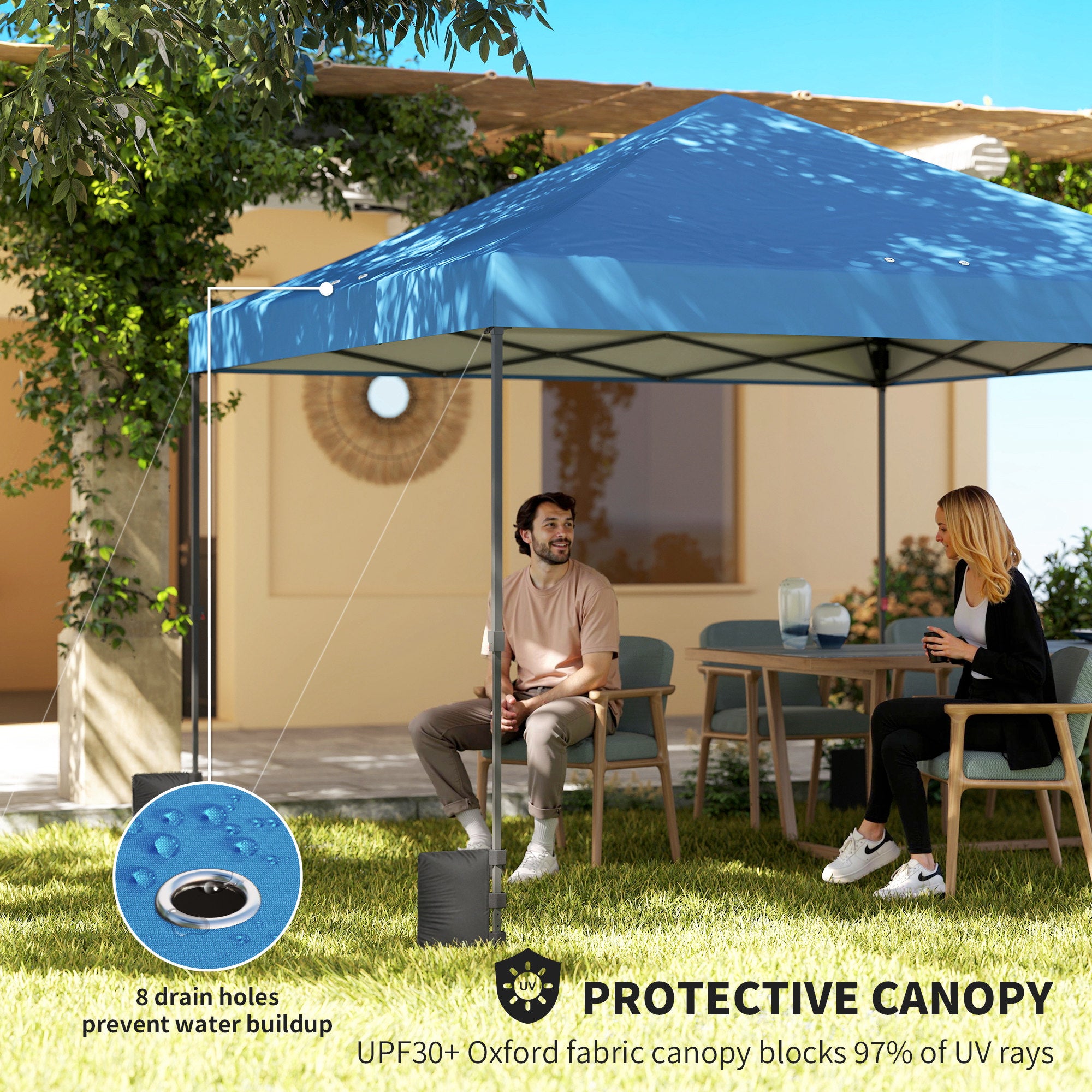 10 x 10 ft Pop Up Canopy Tent with One Push Setup, Outdoor Portable Instant Canopy Shelter w/ Roller Bag, Dark Blue