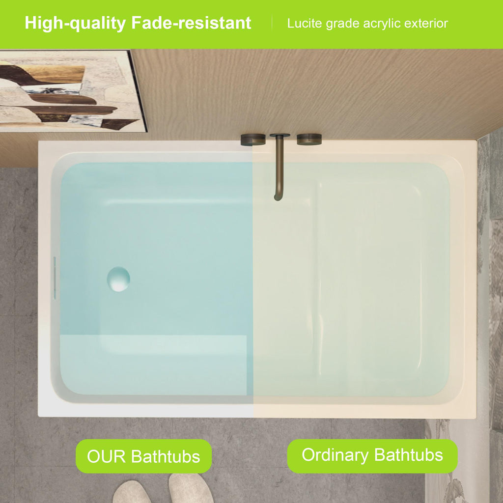 43" Acrylic Freestanding Bathtub with UV5 Anti-Yellowing and 8-Layer Insulation, Tub for Bathroom, 43.5" L x 27.5" W x 25" H, Gloss White