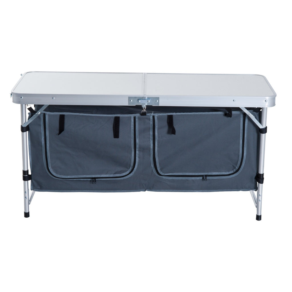 47" Portable Camping Table Aluminum Picnic Folding Camping Table with Carrying Handle and Storage Organizer