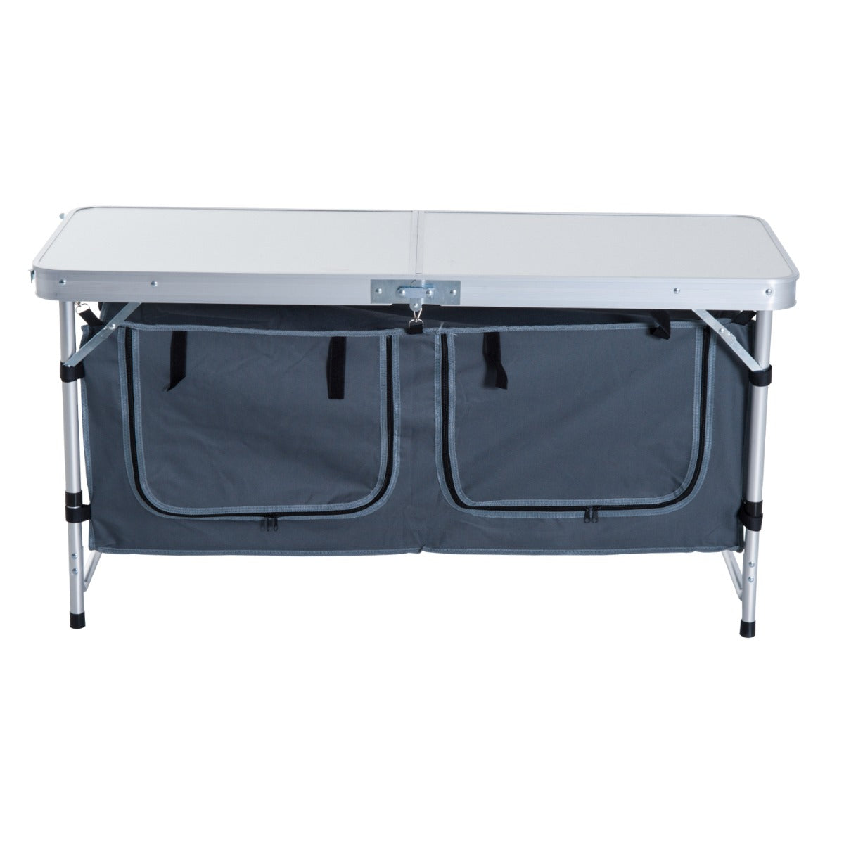 47" Portable Camping Table Aluminum Picnic Folding Camping Table with Carrying Handle and Storage Organizer