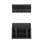 Shoe Cabinet Storage with Shelves and 4 Hooks, Elegant Hall Tree with Wall Mounted Coat Rack, Entryway Organizer for Hallway, Mudroom, Black
