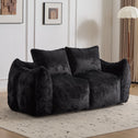 Bean Bag Sofa with High-Density Foam and Faux Fur Fabric, Compressed Sofa Oversized Fluffy Loveseat for Adults, 75" L x 42.5" W x 28.5" H, Black