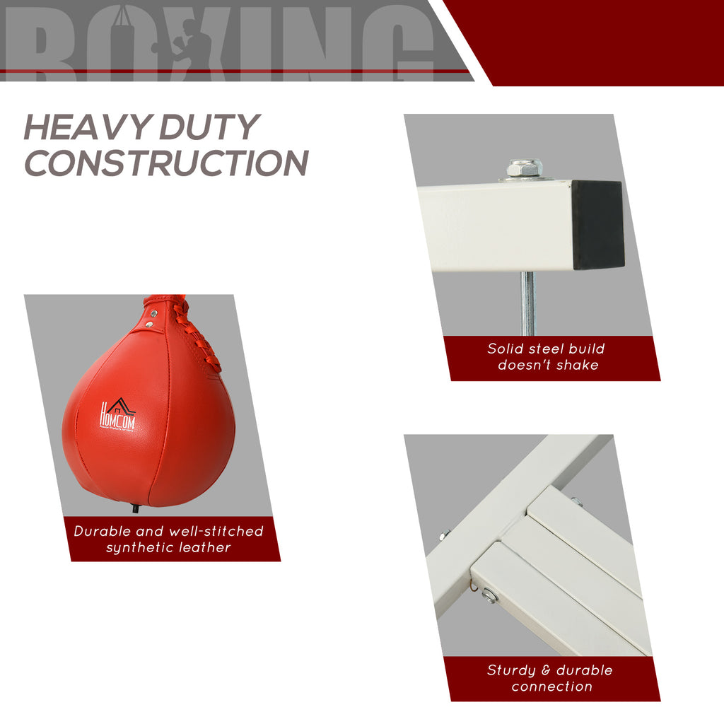 2-in-1 Punching Bag Stand, Adjustable Height Heavy Bag Stand with Weighted Base and Speed Bag for Home, White