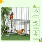 Chicken Activity Play with Swing Set for 3–4 Birds, Wooden Chicken Coop Accessory with Multiple Perches & Hen Ladder, Gray