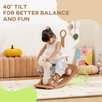 Rocking Horse for Toddlers 1-3 Years, 4-in-1 Baby Rocking Horse with Detachable Balance Board and Push Handle, Brown