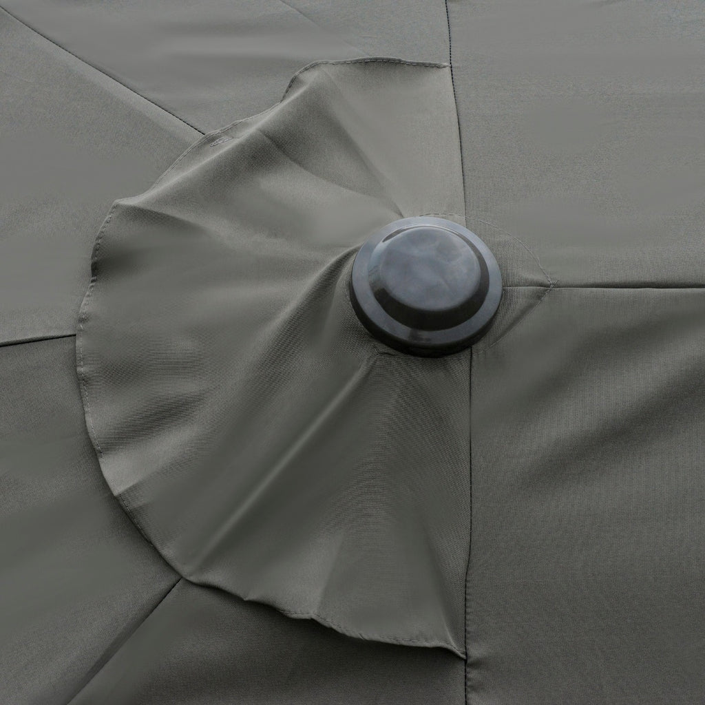 Patio Umbrella 15' Steel Rectangular Outdoor Double Sided Market with base, UV Sun Protection & Easy Crank for Deck Pool Patio Dark Gray