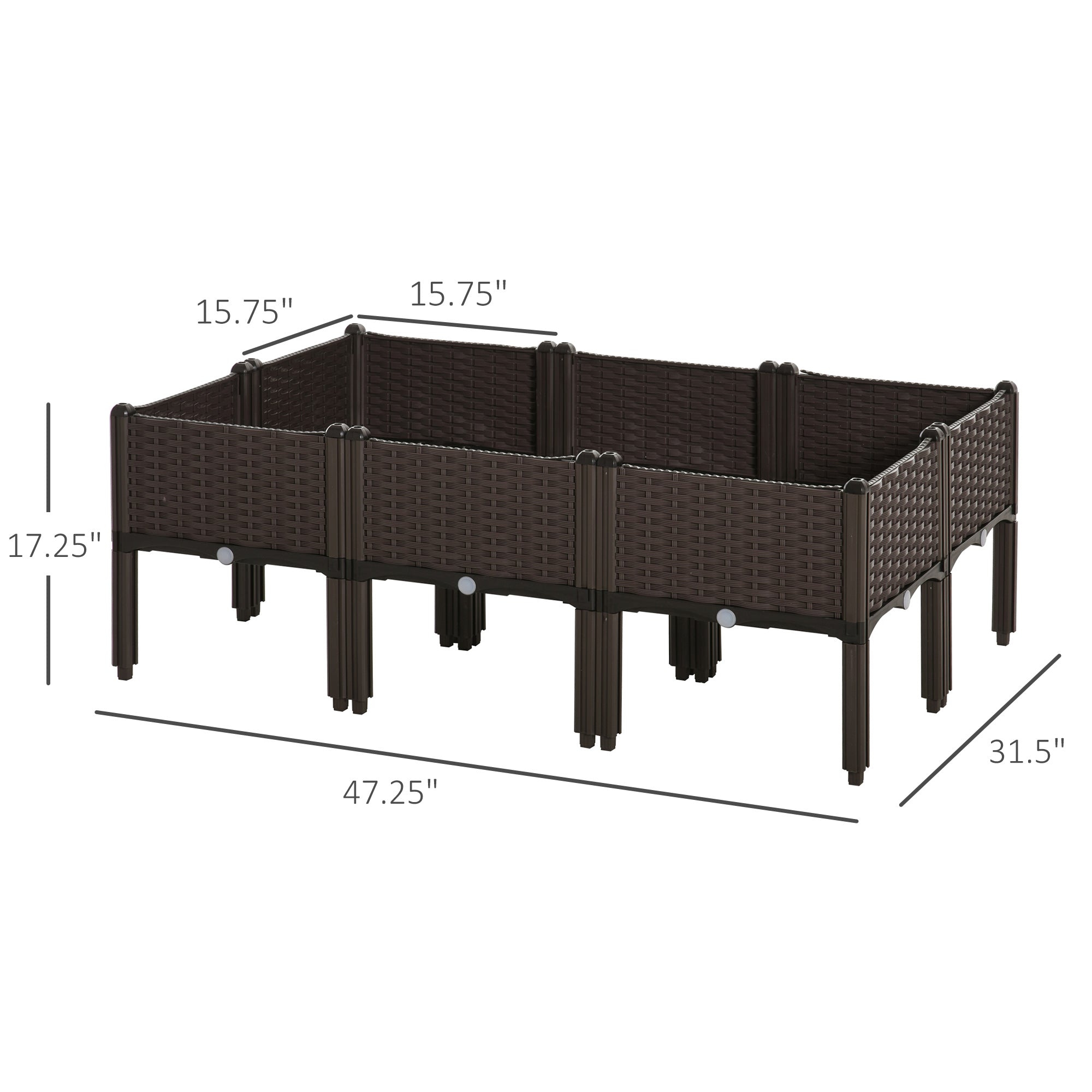 6 Piece Raised Garden Bed with Legs, Planter Box Raised Bed to Grow Flowers, Herbs & Vegetables, Brown