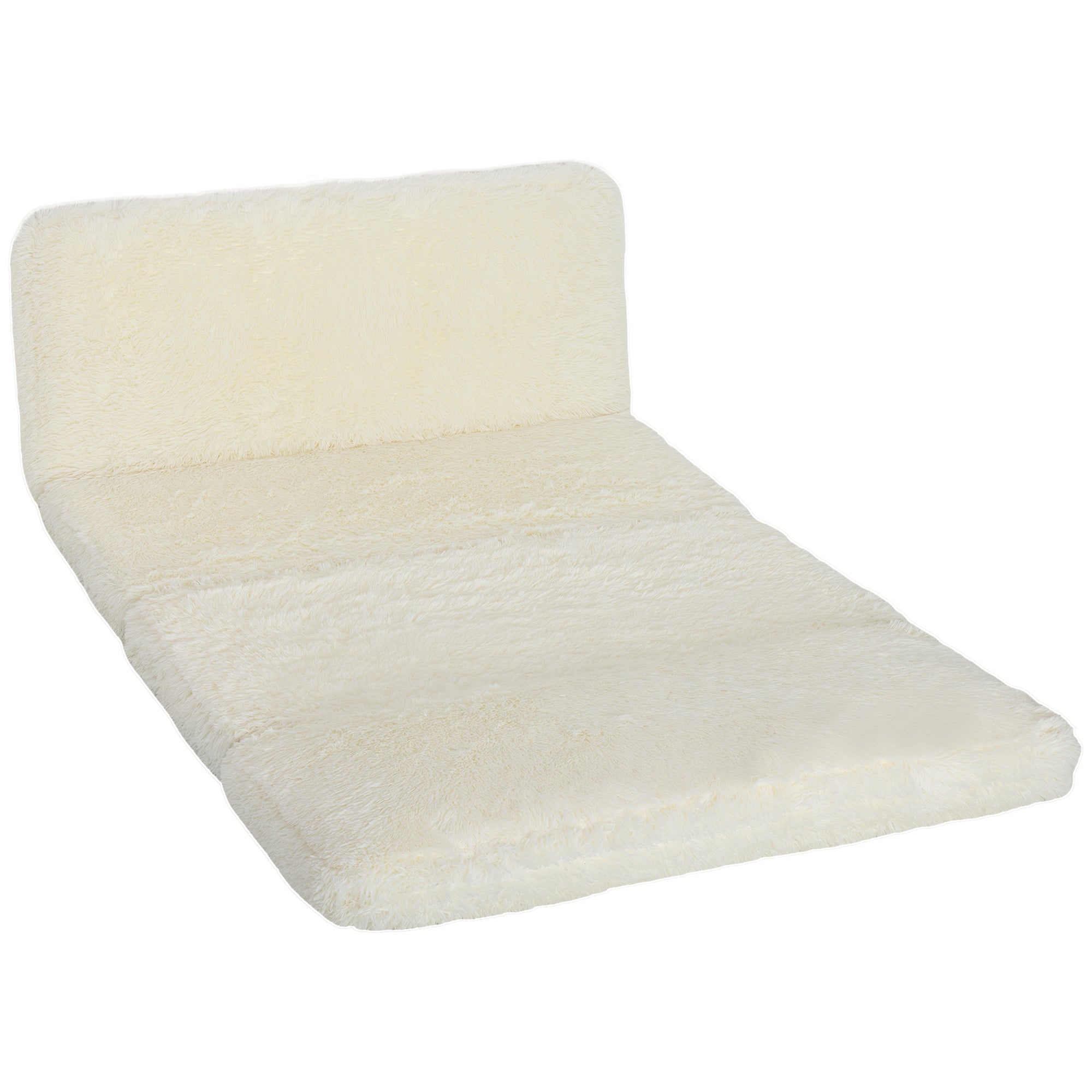 Bean Bag Floor Sofa Bed, Contemporary Plush Wide Folding Floor Mattress, Foam Filling Wall Couch Sleeper, Cream White