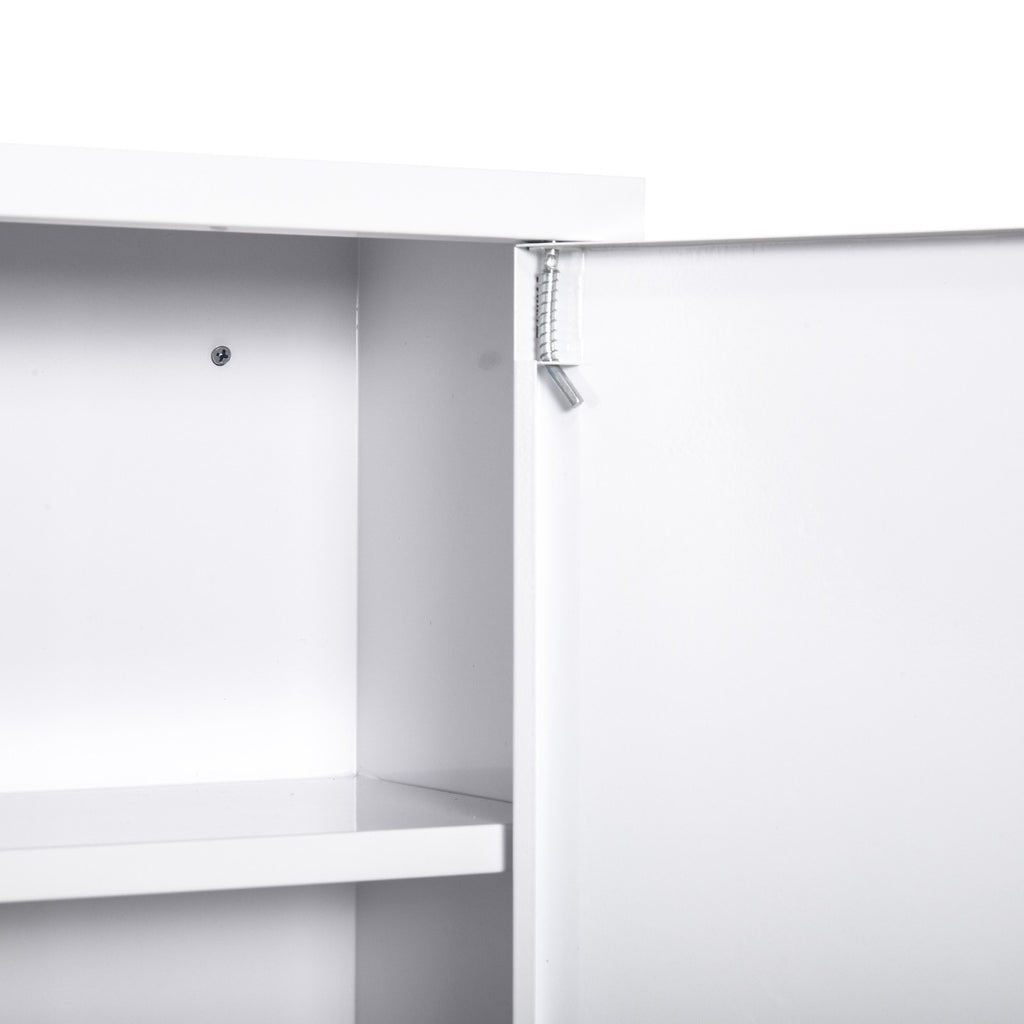 Steel Wall Mount Medicine Cabinet 3 Tier Emergency Box for Bathroom Kitchen, Lockable with 2 Keys - White