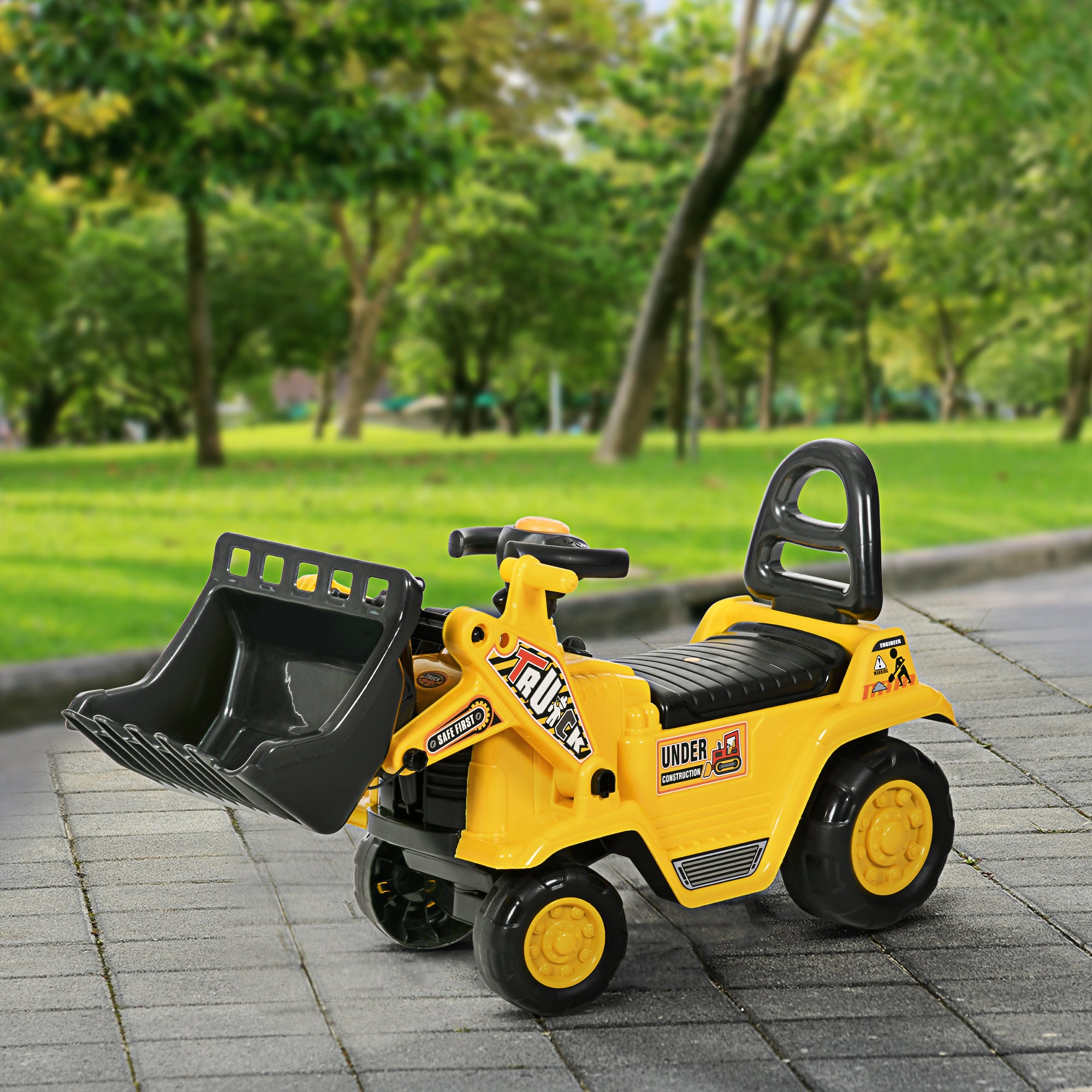 3 in 1 Ride On Toy Bulldozer Digger Tractor Pulling Cart Pretend Play Construction Truck