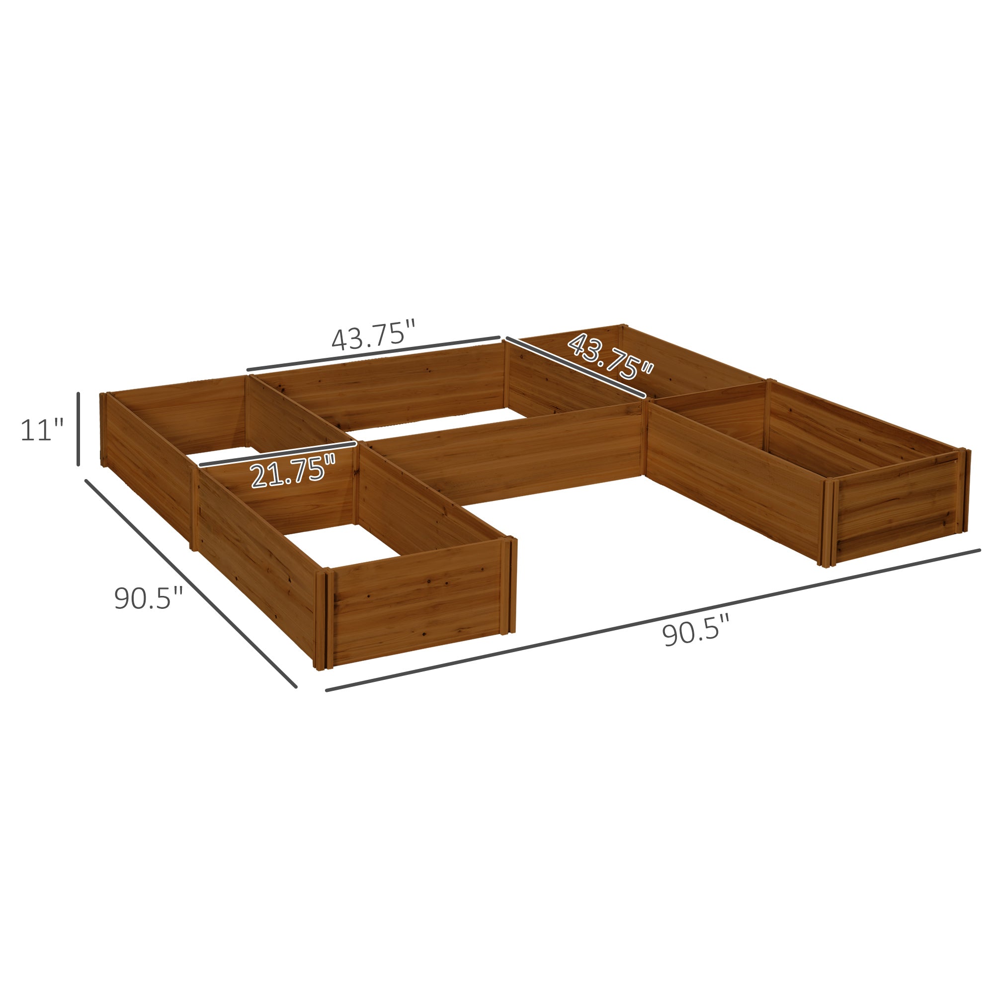 Raised Garden Bed, Set of 5 Large Wooden Box Planters for Outdoor Plants Vegetables Flowers Herbs, 7.5x7.5x1ft, Brown