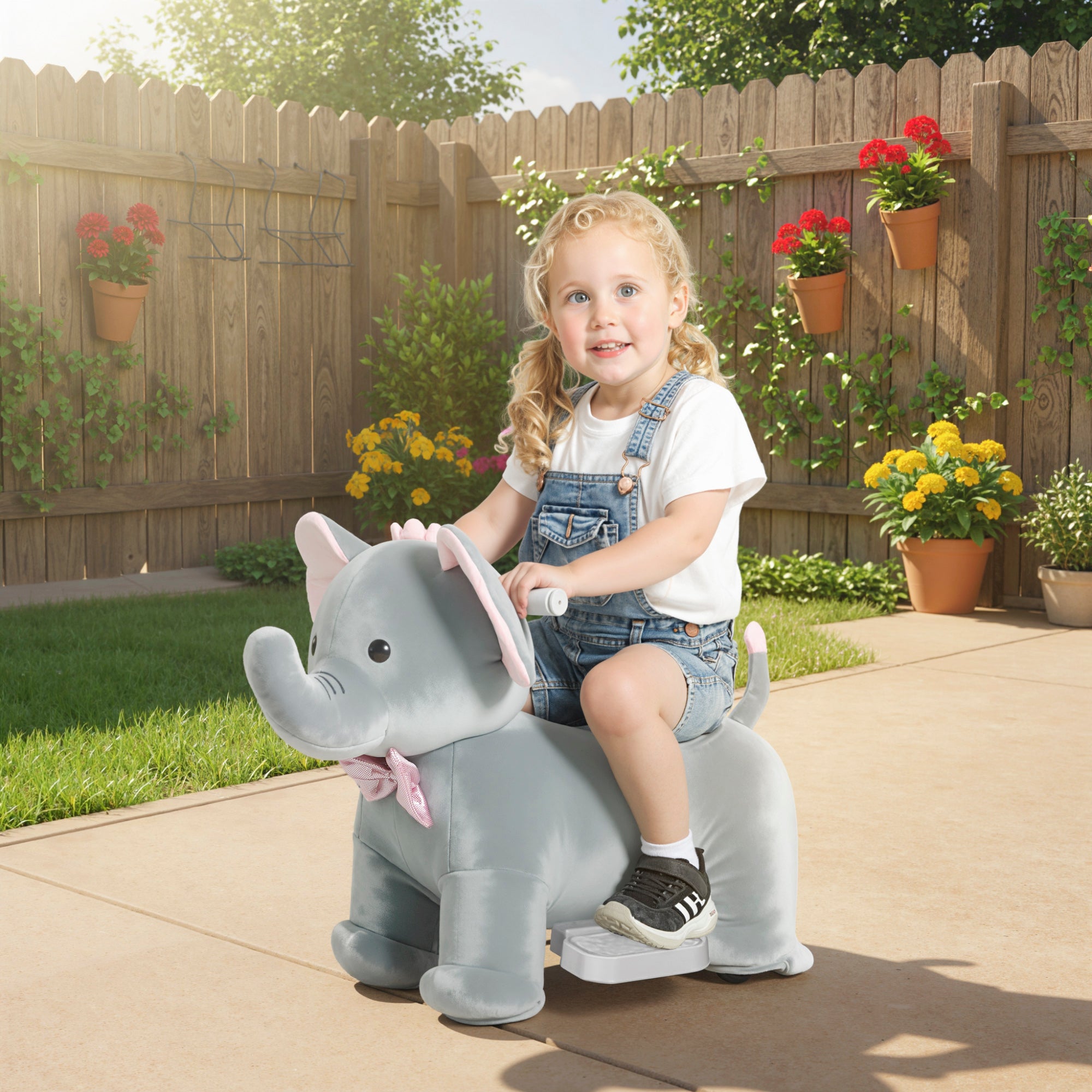 6V Ride on Horse with Music, Forward, Soft Touch, Foot Pedal, for Boys Girls 1.5-5 Years Old
