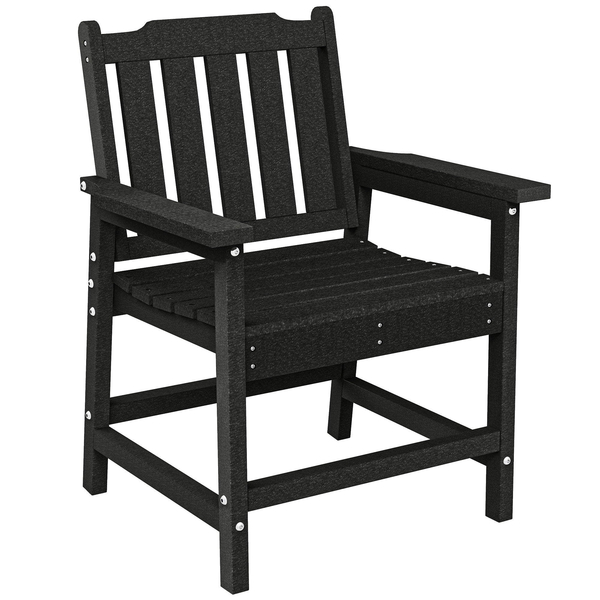 All-Weather Patio Chair, HDPE Patio Dining Chair, Heavy Duty Wood-Like Outdoor Furniture for Garden, Backyard, Deck, Porch, Lawn, Black