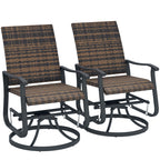 Wicker Rattan Swivel Patio Glider Chair Set of 2, Outdoor Glider Chair with Steel Frame, High Back, Brown