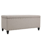 Fabric Storage Ottoman Bench with Solid Wood Construction, Versatile Seating and Storage, 42" L x 18.25" W x 18.25" H, Wheat