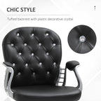 Button Tufted Desk Chair, Home Office Chair with Padded Armrests, Adjustable Height and Swivel Wheels, Pink