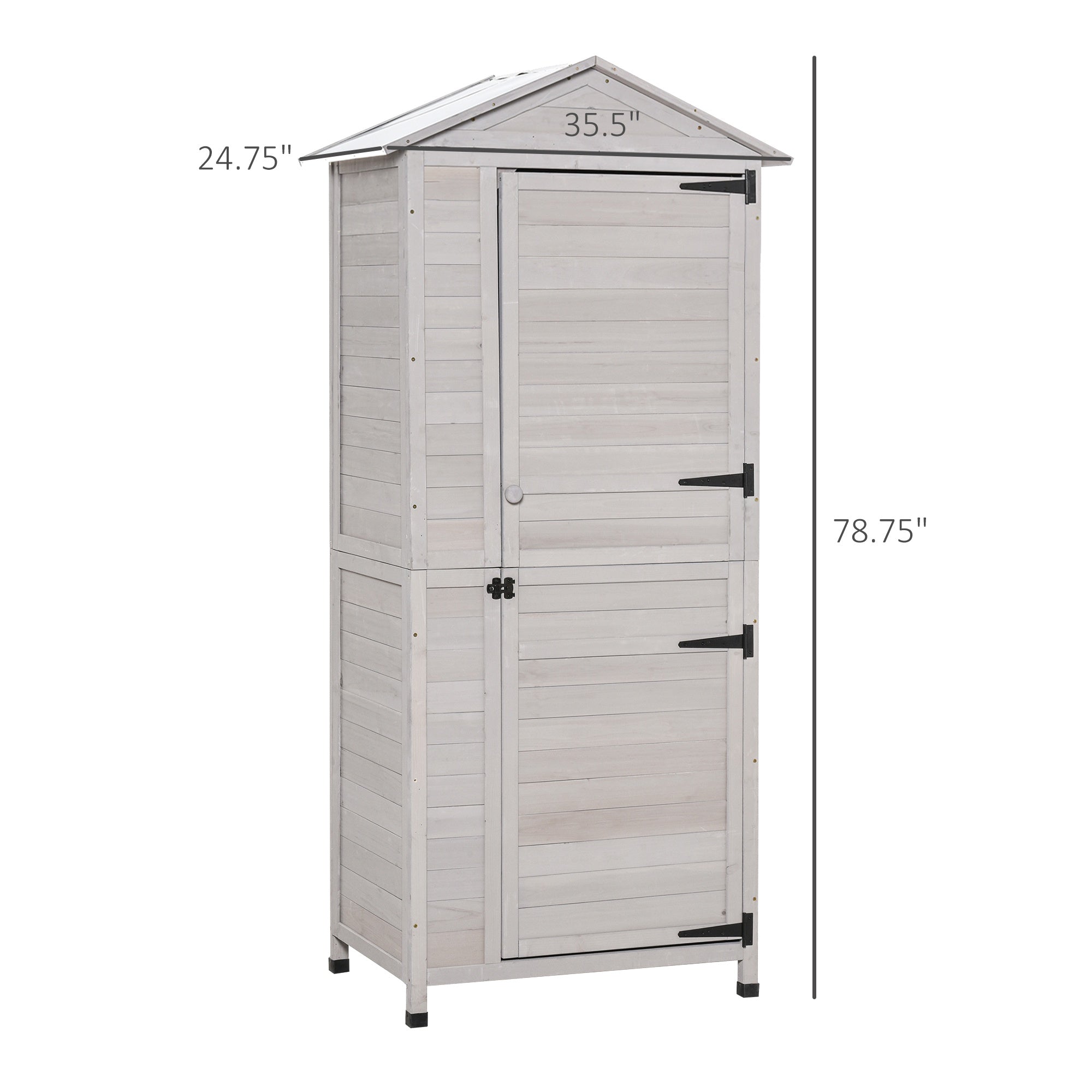 Wooden Garden Cabinet 4-Tier Storage Shed Lockable Organizer w/ Foot Pad Handle