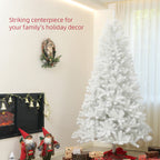 9ft Unlit Artificial White Christmas Tree, Holiday Decor with 2132 Branch Tips, Auto Open and Steel Base