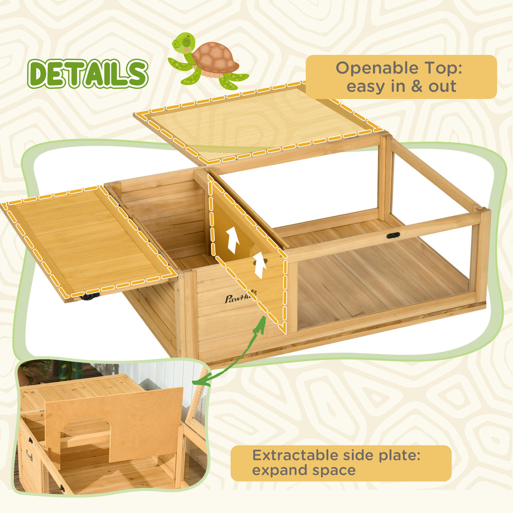 Wooden Reptile Cage with Top Access for Turtles, Lizards, Snakes, Yellow