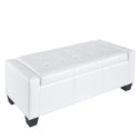 50.5" Faux Leather Rectangular Tufted Storage Ottoman for Living Room, Entryway, or Bedroom, White
