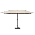Patio Umbrella 15' Steel Rectangular Outdoor Double Sided Market with base, UV Sun Protection & Easy Crank for Deck Pool Patio, Coffee