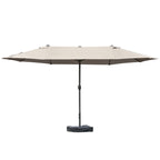 Patio Umbrella 15' Steel Rectangular Outdoor Double Sided Market with base, UV Sun Protection & Easy Crank for Deck Pool Patio, Coffee