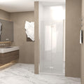 28” Bi-Fold Shower Door with Explosion-Proof Film and Tempered Glass, Bathroom Door with Stainless Steel Handle, 28" L x 0.5" W x 72" H, Chrome