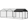 Large Metal Chicken Coop, Chicken Run with Waterproof & Anti-UV Cover for 3-5 Poultry, Outdoor Poultry Cage Rabbit Hutch
