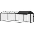 Large Metal Chicken Coop, Chicken Run with Waterproof & Anti-UV Cover for 3-5 Poultry, Outdoor Poultry Cage Rabbit Hutch