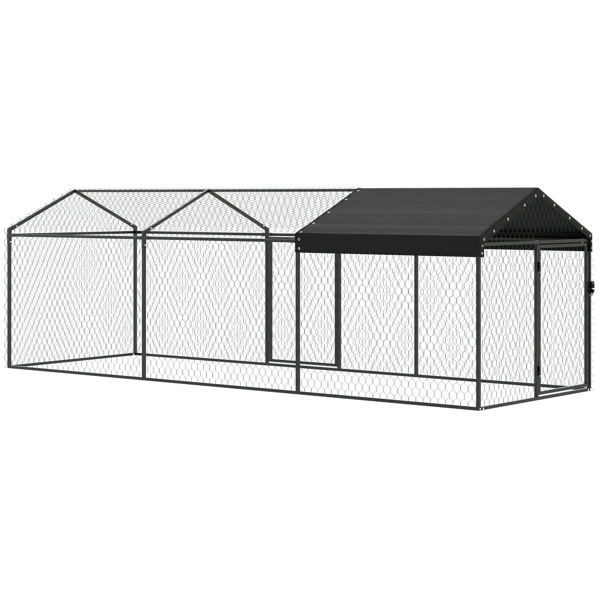 Large Metal Chicken Coop, Chicken Run with Waterproof & Anti-UV Cover for 3-5 Poultry, Outdoor Poultry Cage Rabbit Hutch