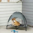 Elevated Dog Bed with Removable Canopy, Outdoor Dog Cot with UV Protection Canopy Shade, 36 inch Large Pet Bed for Camping, Gray