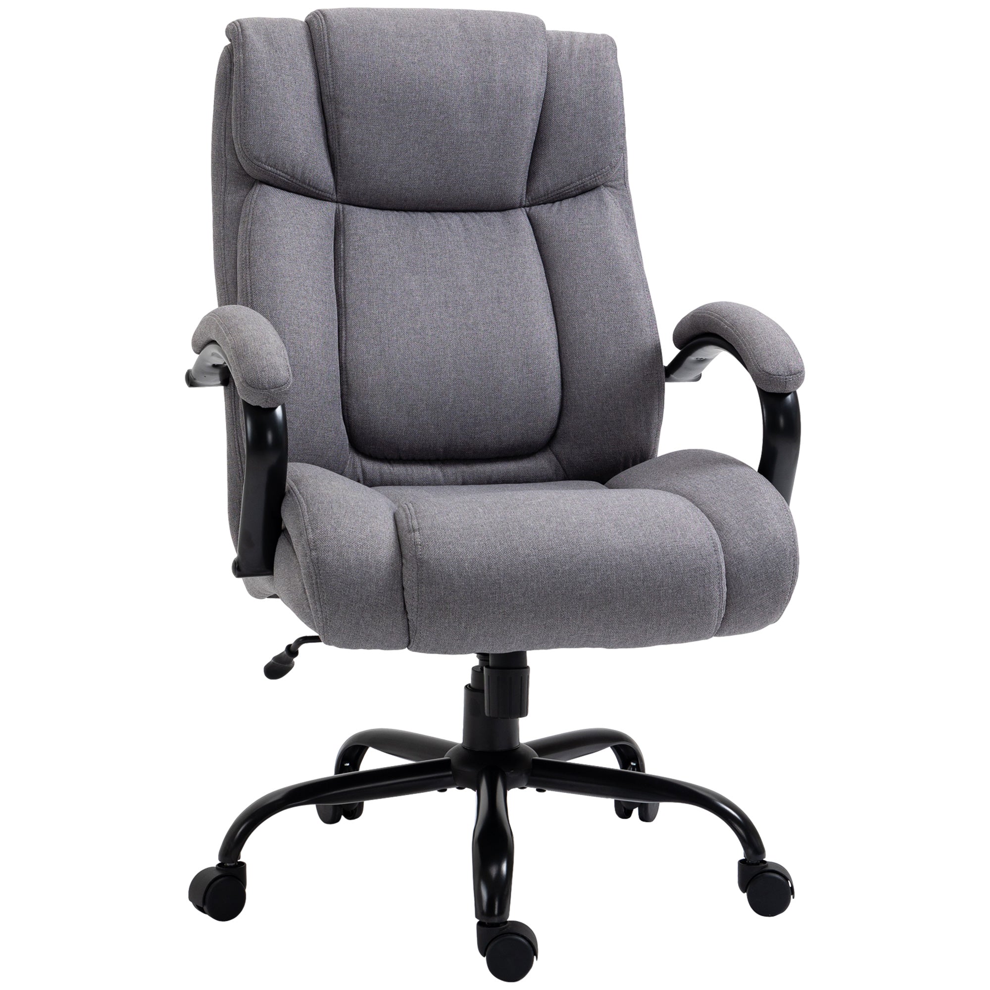 Big and Tall Executive Office Chair, Ergonomic Heavy-Duty High Back Computer Desk Chair 484lbs with Wide Seat, Linen Fabric, Adjustable Height, Swivel Wheels, Light Gray