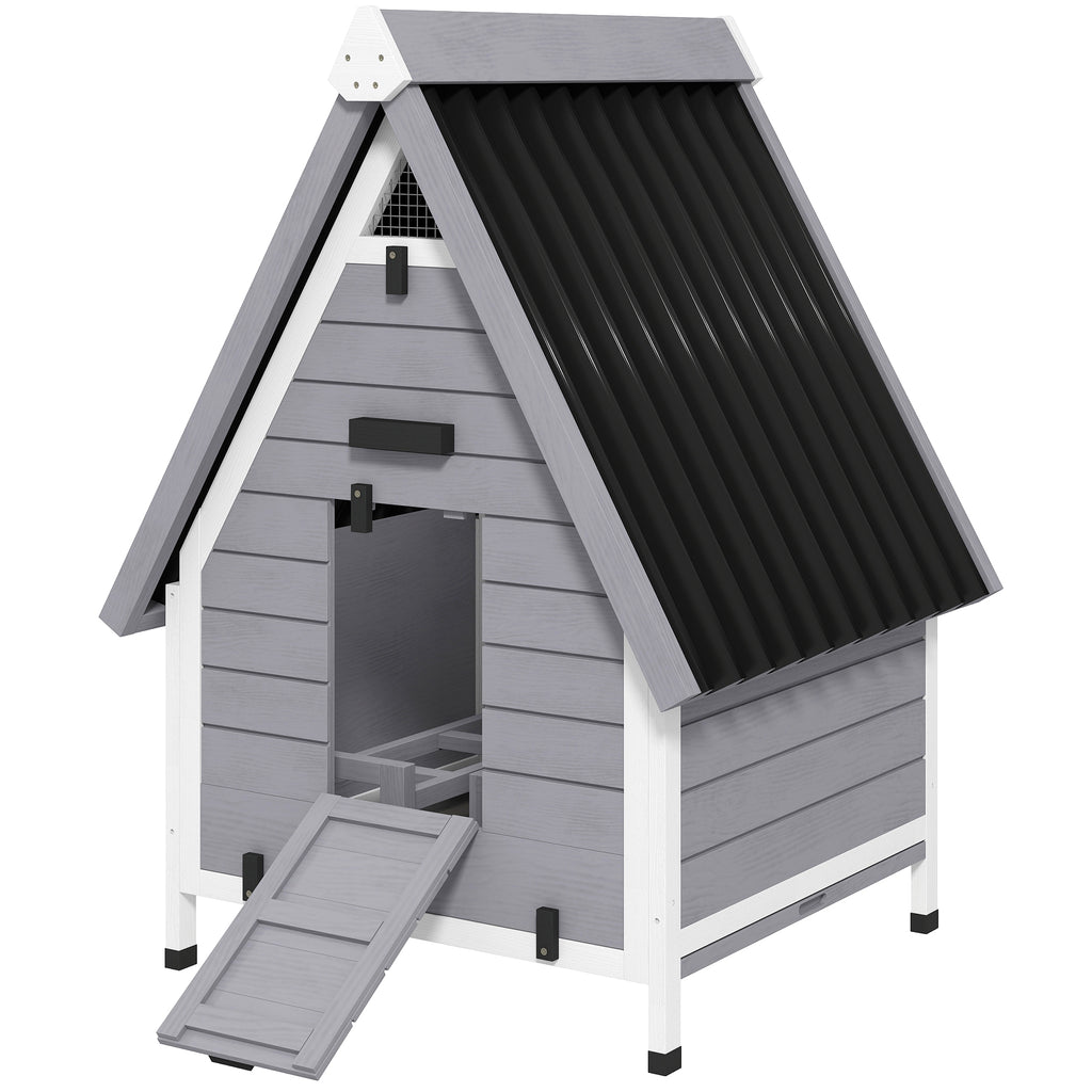 Chicken Coop for 2 Chickens, Outdoor Wooden Chicken House with Removable Nesting Box & Roosting Bar, Tray, Ramp