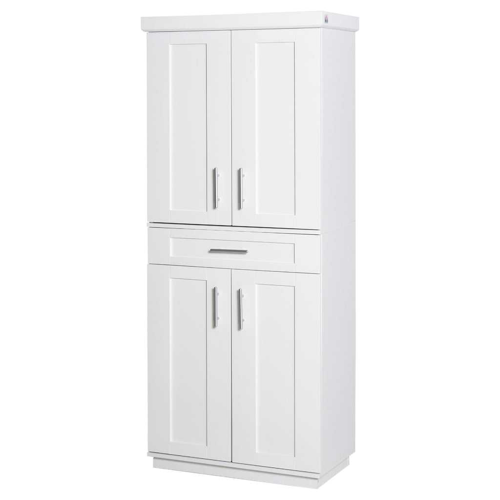 White Pantry Cabinet with Adjustable Shelving for Kitchen, Perfect for Family, White