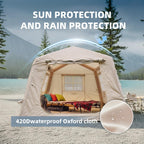 Modern Camping Tent with Quick-Inflate 2-Room Design, 4-Season Waterproof Family Tent with Hand Pump, 157.5″ L x 108″ W x 78.5″ H, Beige