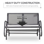 2-Person Outdoor Glider Bench Patio Double Swing Rocking Chair Loveseat w/Power Coated Steel Frame for Backyard Garden Porch, Grey