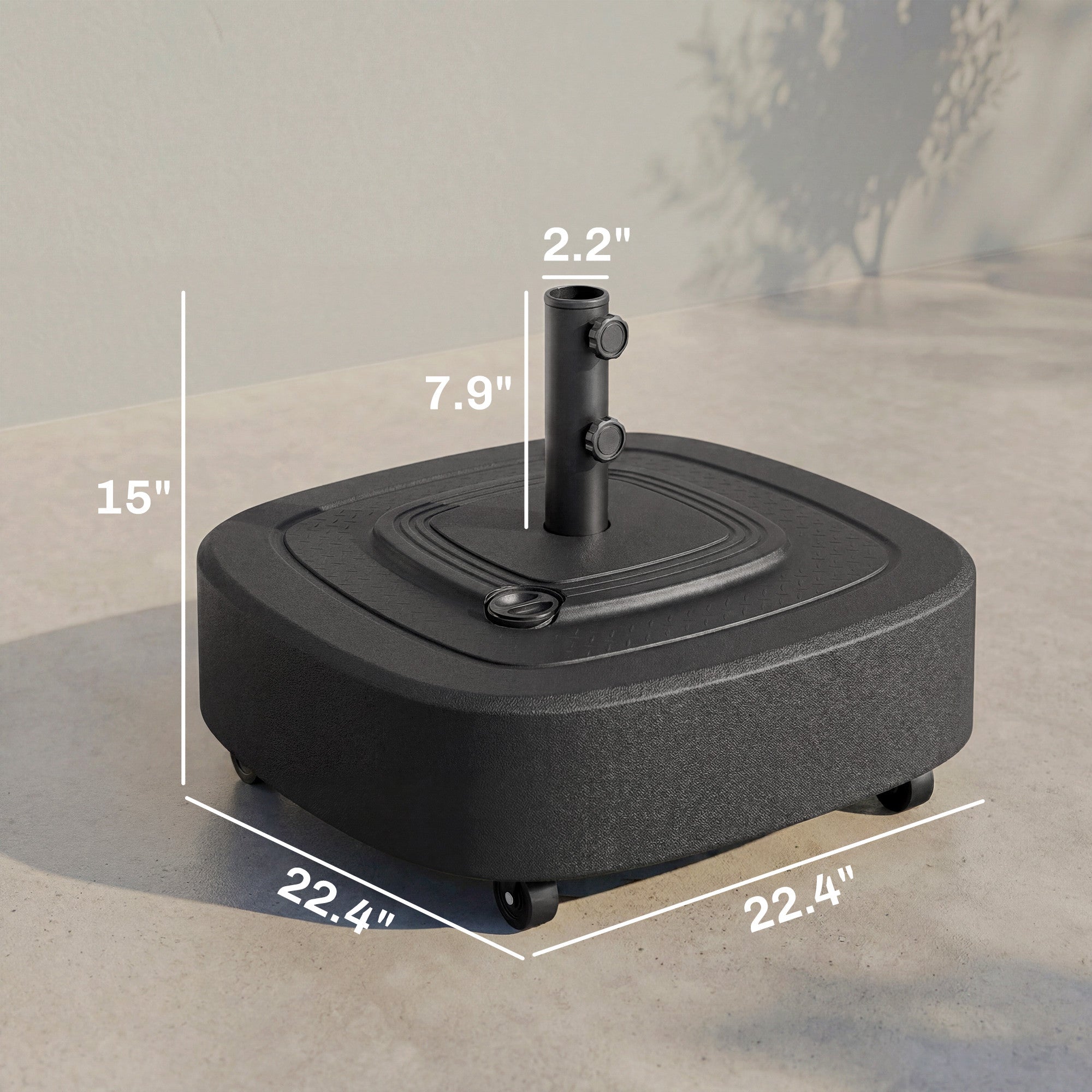 Patio Umbrella Base Outdoor Umbrella Stand with Wheels for 1.5"/1.9" Umbrella Poles