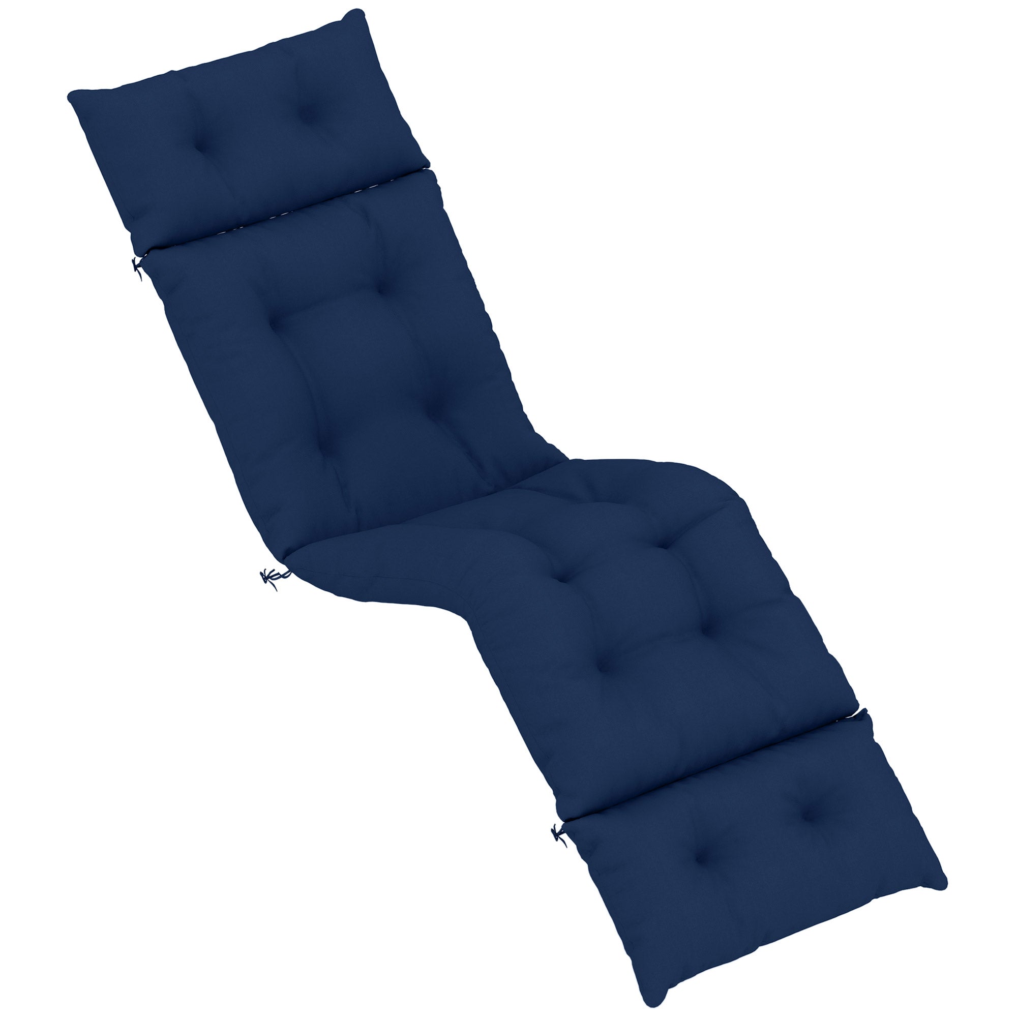 Outdoor Chaise Lounge Cushion, Tufted Thick Patio Lounge Chair Cushion with Ties, 74.8 in. x 22 in. x 4 in., Navy Blue