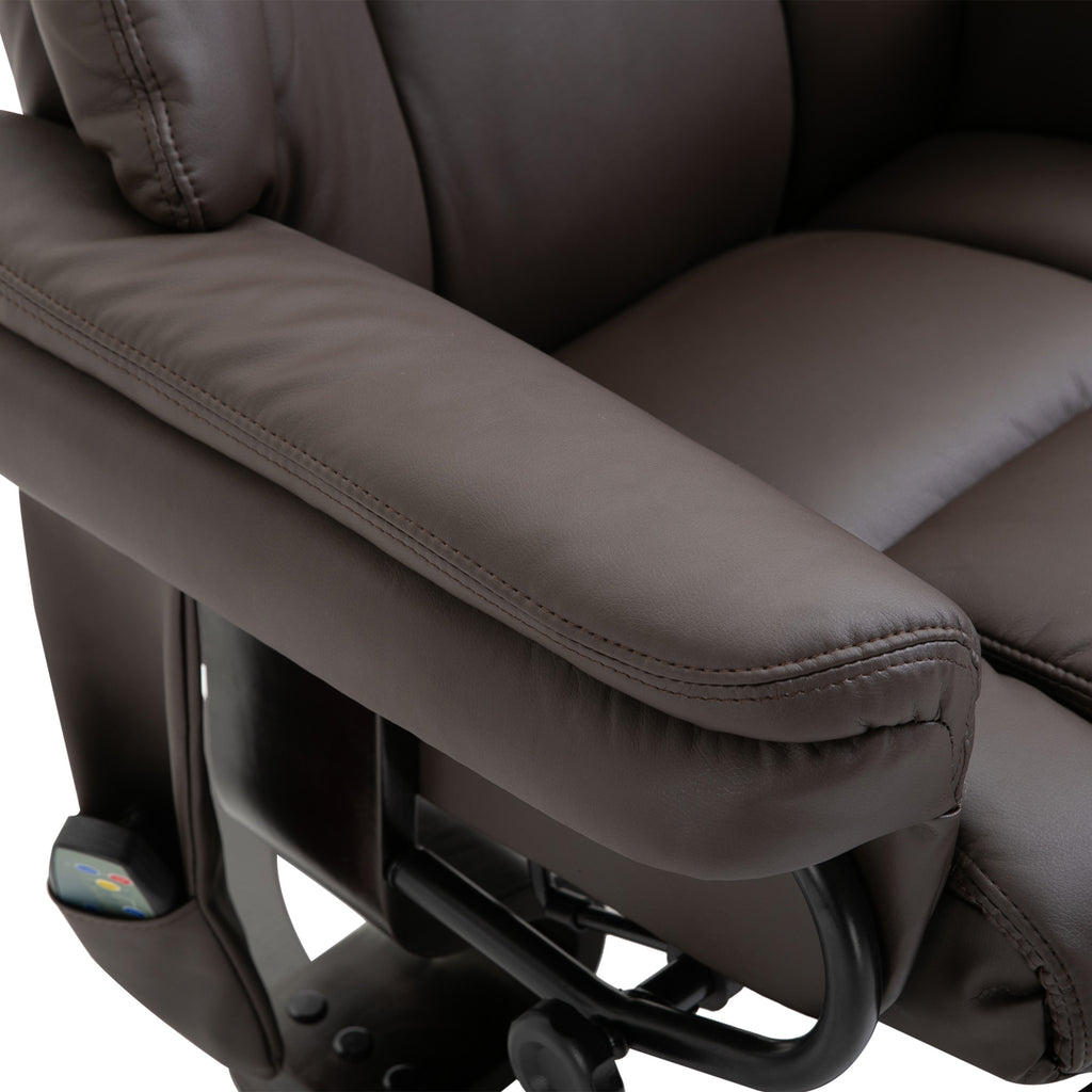 Massage Sofa Recliner Chair w/ Footrest, 10 Vibration Point, Faux PU Leather, Brown