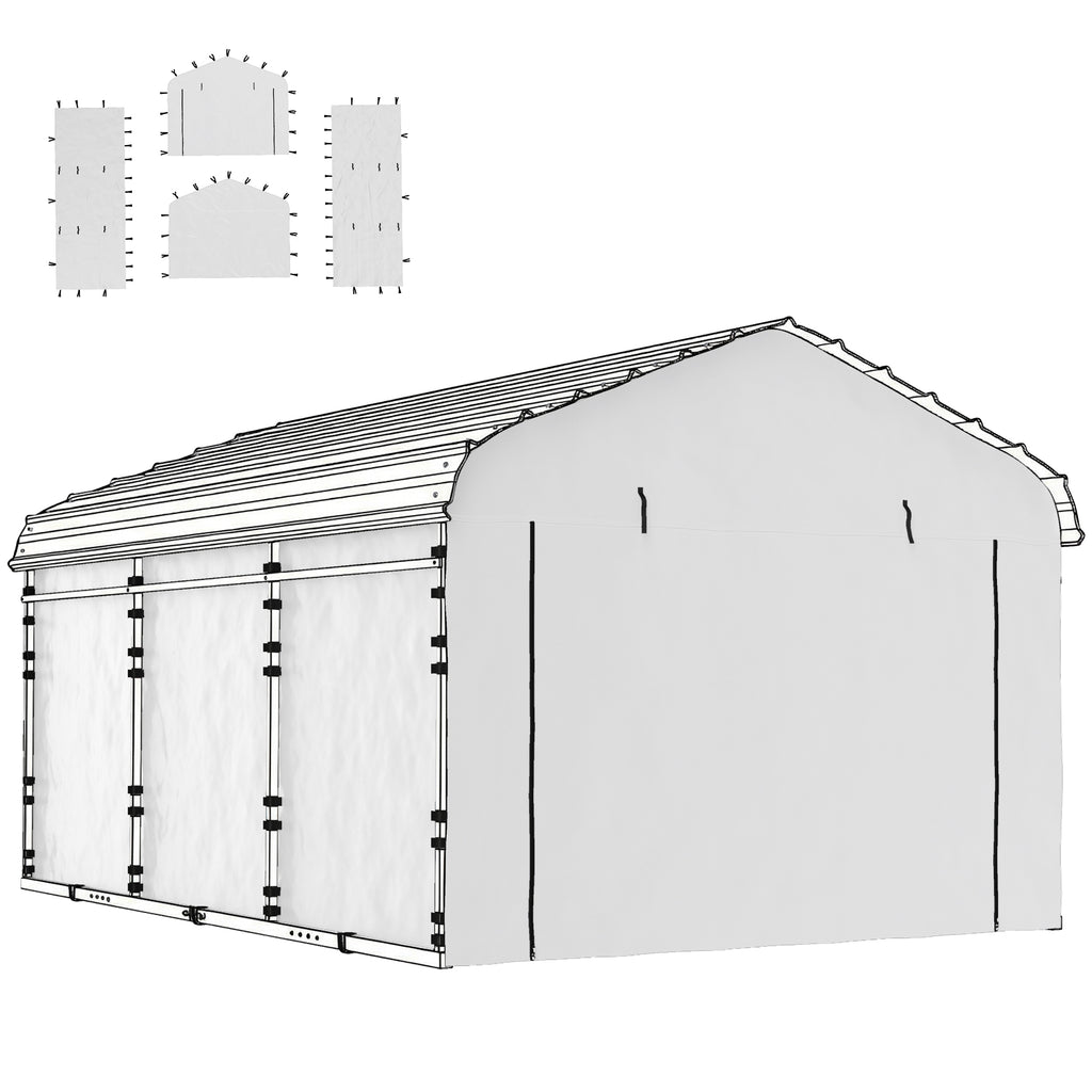 Carport Replacement Sidewall Panel for 12' x 20' Carports, UPF50+ Waterproof Replacement Side Wall Cover, White