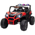 2 Seater 24V Kids Electric Car w/ Remote Control, 3 Speed, LED Lights, Music, Horn, Spring Suspension, Slow Start, Red