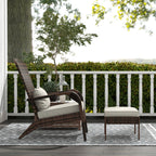 Wicker Adirondack Chair Fire Pit Chair w/ Ottoman & Cushions, White